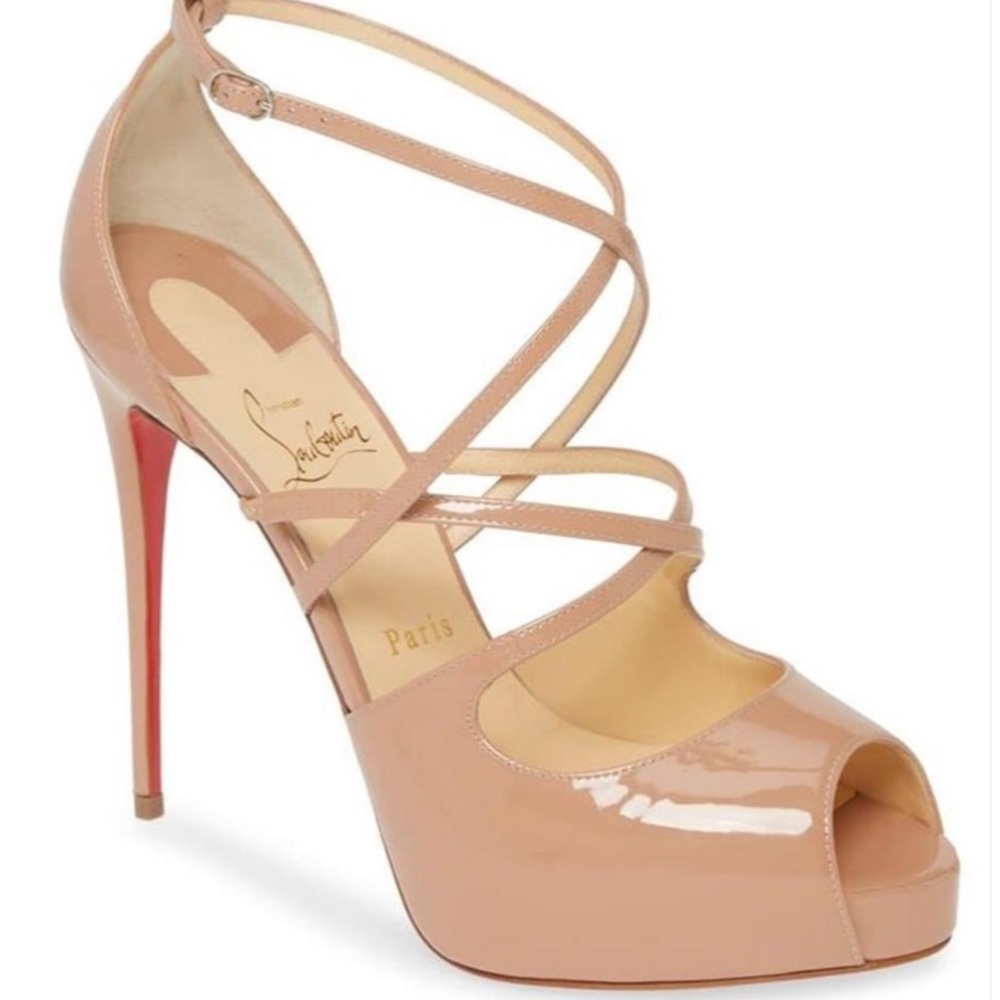 Nude strappy heels authentic louboutin